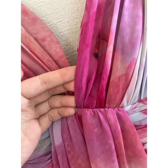 Fame and Partners Valencia Watercolor Floral Maxi Dress Split Empire Chiffon 6 - Picture 14 of 17